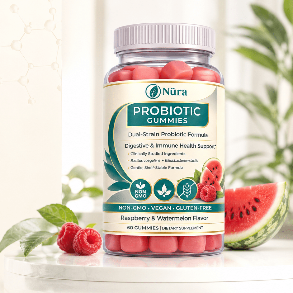 Nura Probiotic Gummies for Women, Dual-Strain, Digestive Health Support - Nura Nutrition