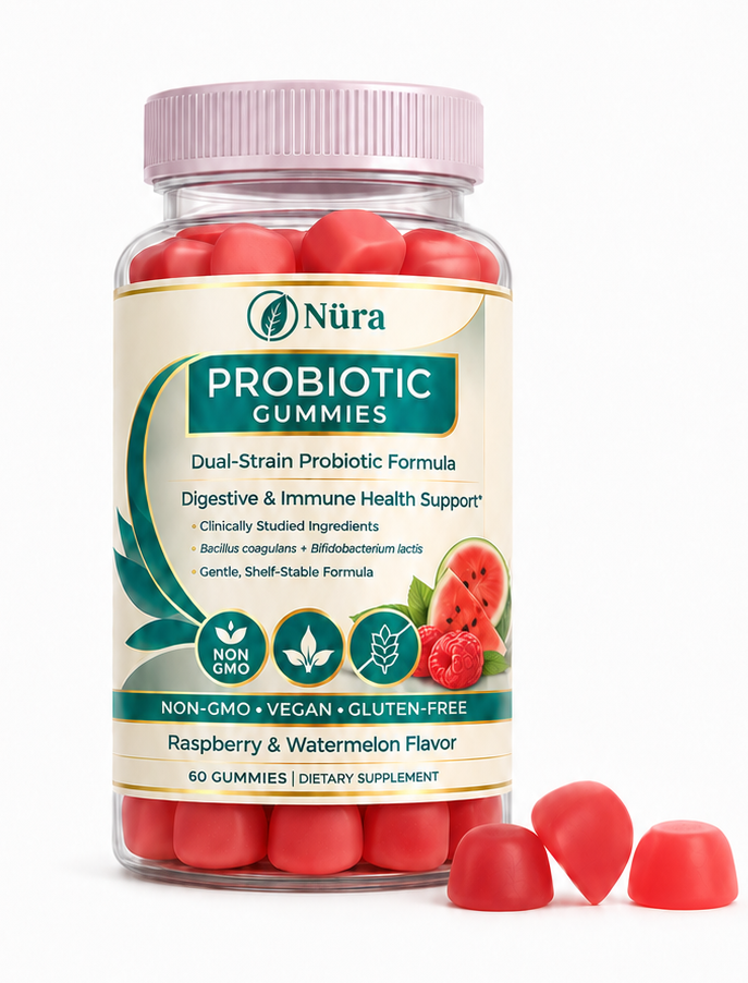 Nura Probiotics for Women - Dual Strain Gut Health Gummies For Digestive and Immune Support - Nura Nutrition